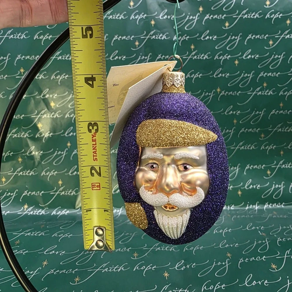 Patricia Breen Jelly Bean Santa Claus Purple‎ Gold Glittered Christmas Ornament
